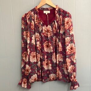 NWT Floral Blouse Listicle Brand Long Sleeve Large